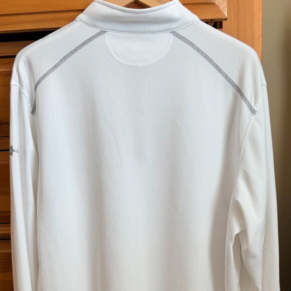 Men's Under Armour White with Gray Piping All Season Quarter Zip Size XL Loose - Picture 2 of 3